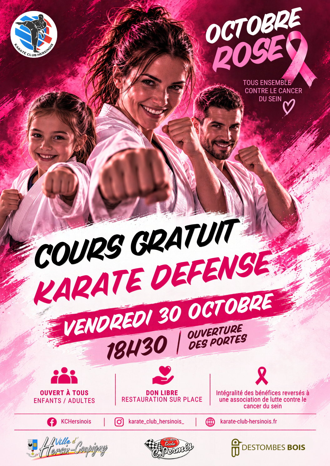 Cours de karaté gratuit Octobre Rose à Hersin-Coupigny